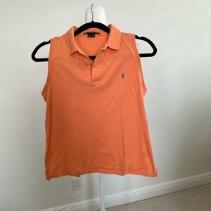 Ralph Lauren Sport Sleeveless Golf Shirt Two button front Size M Melon Color